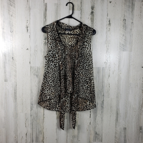 3/$15 dots sheer cheetah print top women's size medium - Picture 9 of 9